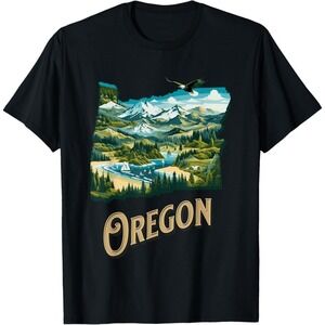 Oregon State PNW Nature Mt Hood Columbia River Eagle Forest T-Shirt